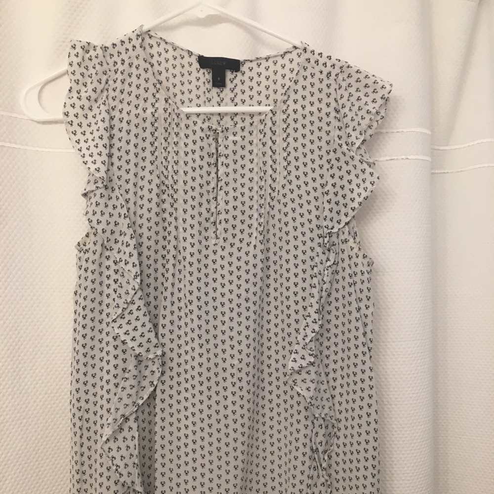 Black & White Silk J. Crew Sleeveless Blouse